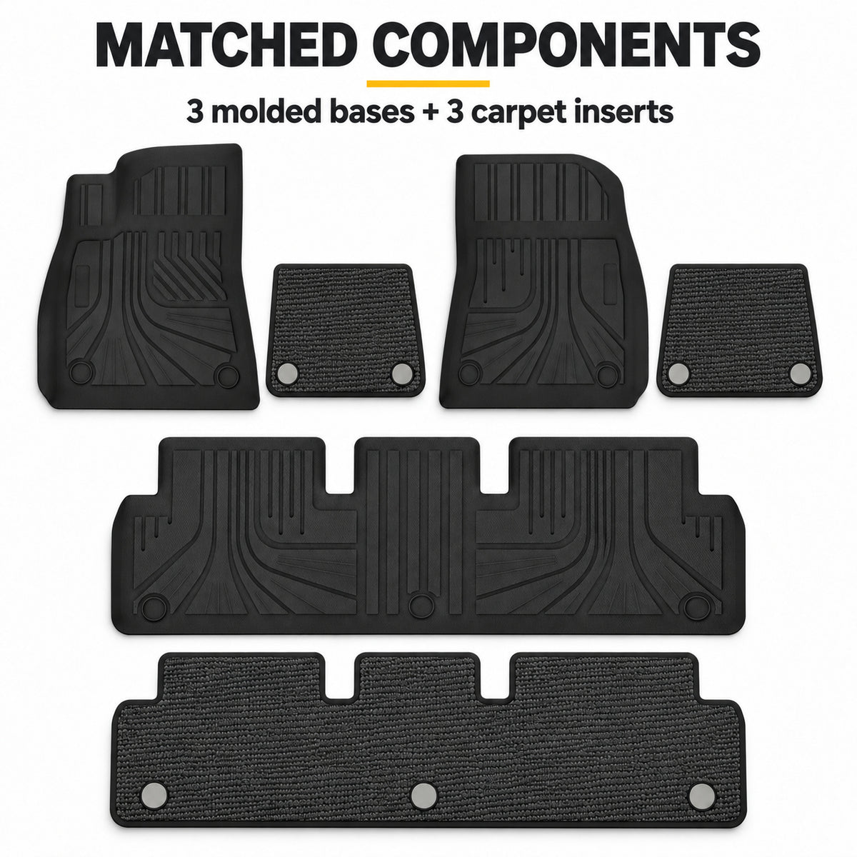 U-Guard Floor Mats with Carpet Inserts for Tesla Model 3 2019-2022
