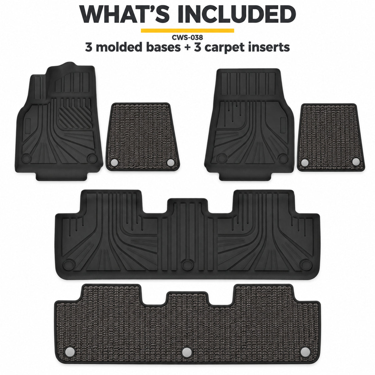 U-Guard Floor Mats with Carpet Inserts for Tesla Model Y 2021-2024