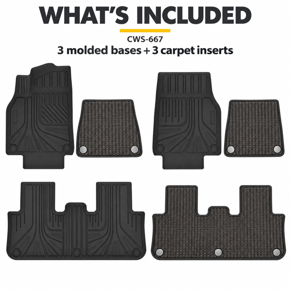 U-Guard Floor Mats with Carpet Inserts for Tesla Model Y RWD 2026-2027