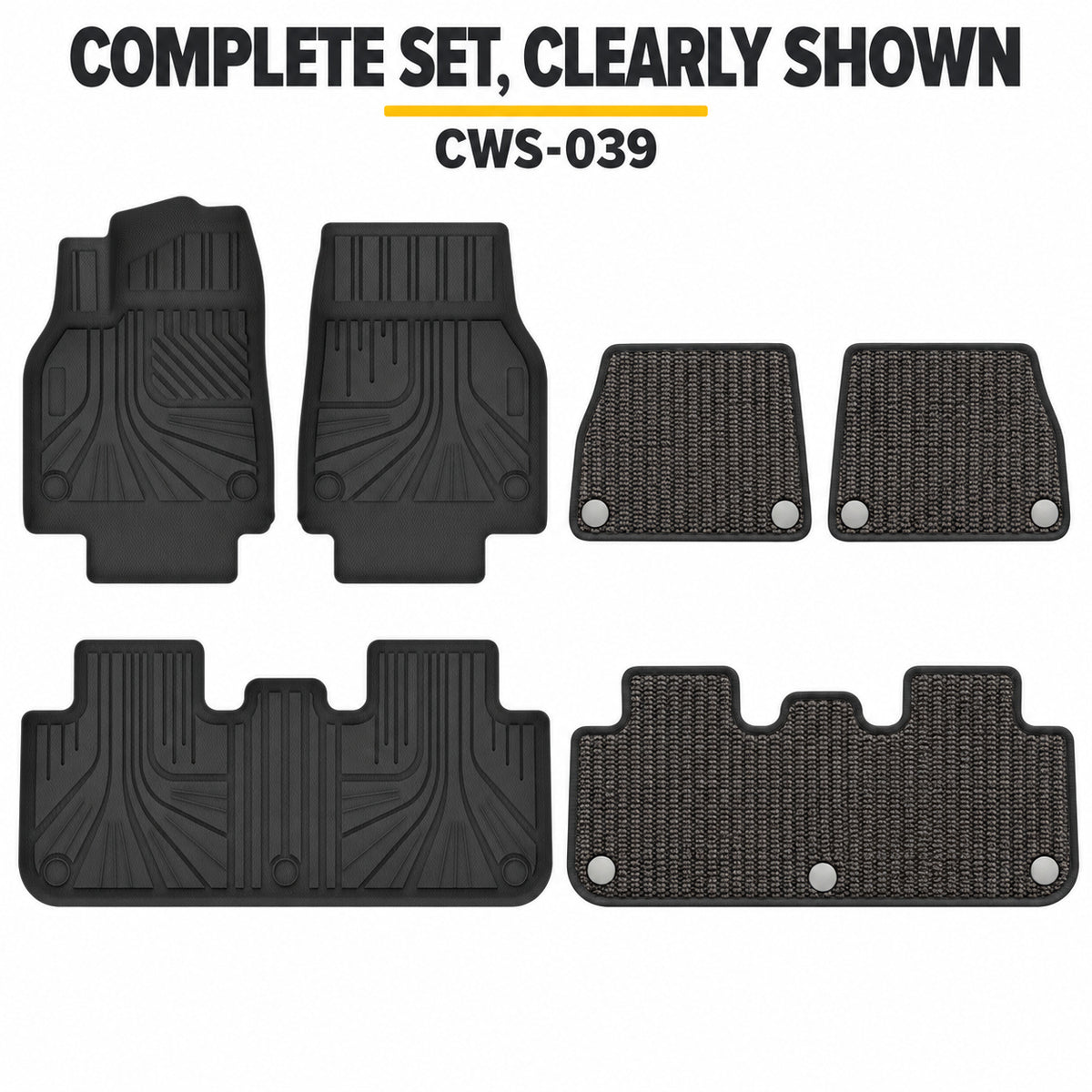 U-Guard Floor Mats with Carpet Inserts for Tesla Model Y 2025-2027