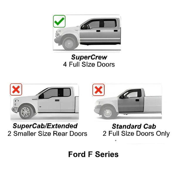 U-Guard Textured Black Drop Step Nerf Bars | SD-2223 | for 2015-2023 Ford F150 Super Crew Cab | 2017-2023 F250/350/450/550 Super Duty Super Crew Cab