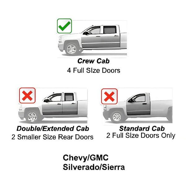 U-GUARD 5" Matte Black Powder-Coated Aluminum Running Boards | SX-1463 | for Chevy Silverado 1500 Crew Cab 19-23 (Incl. Diesel models with DEF tank and 2022 1500 LTD) / Silverado 2500/3500 Crew Cab 20-23 (Rocker Panel Mount)