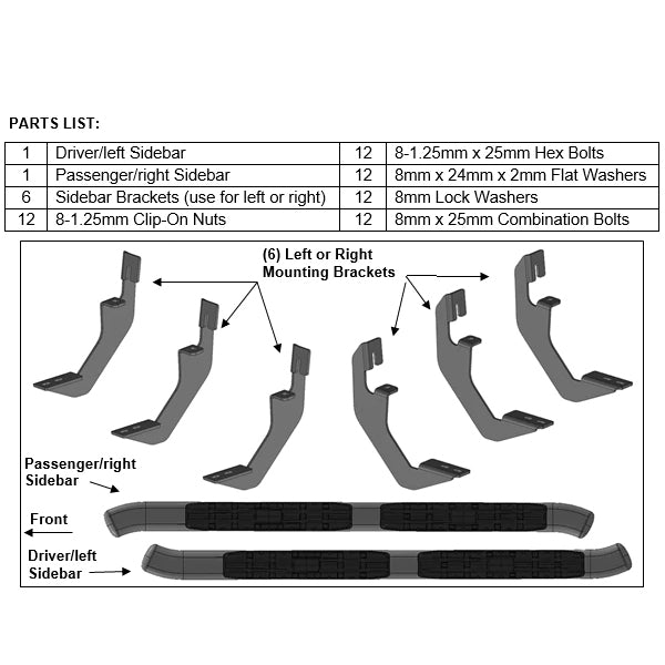 U-Guard 4.25 in. Premium Oval Side Steps SPN-1462BK | for 2007-2018 Chevrolet Silverado 1500 Crew Cab / GMC Sierra 1500 Crew Cab / 2007-2019 2500HD/3500HD Crew Cab