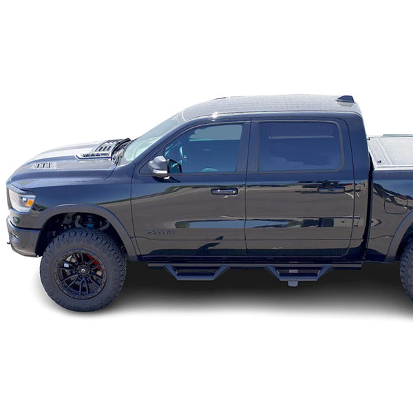 U-Guard Textured Black Drop Step Nerf Bars | SD-3332 | for 2019-2023 New Body Ram 1500 Crew Cab (Excl. 19-23 Ram 1500 Classic Body)