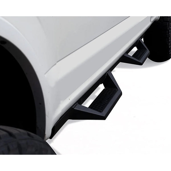U-Guard Textured Black Drop Step Nerf Bars | SD-1463 | for 2019-2023 Chevrolet Silverado 1500 Crew Cab | 2019-2023 GMC Sierra 1500 Crew Cab