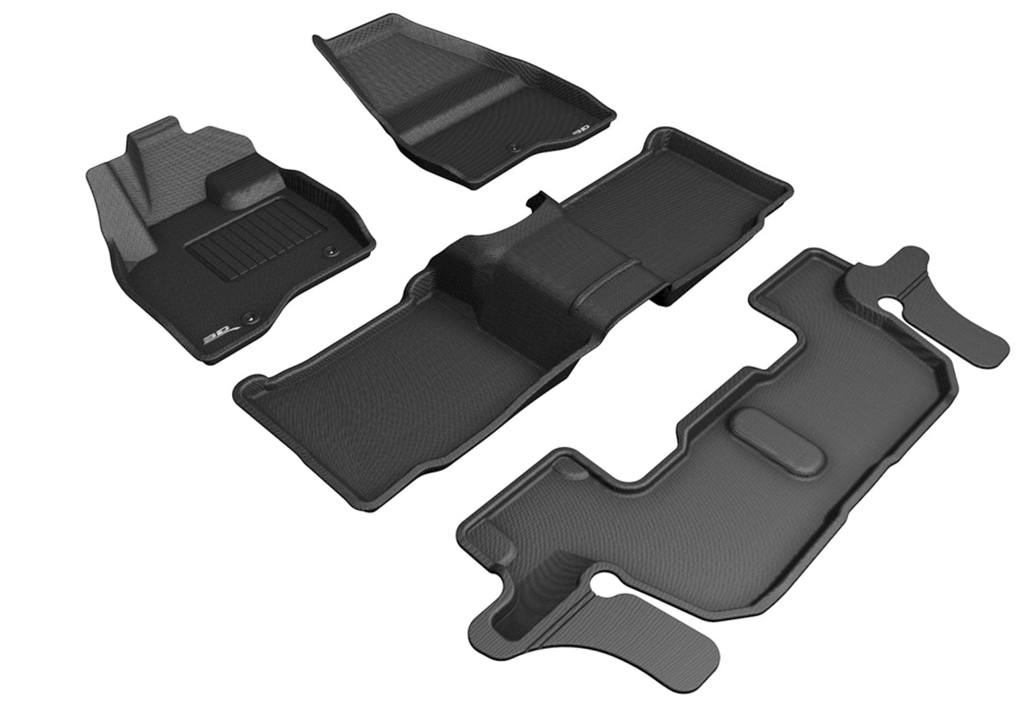 3D MAXpider Custom Fit Floor Liner Black for 2017-2019 FORD EXPLORER, 2nd Row Without Center Console
