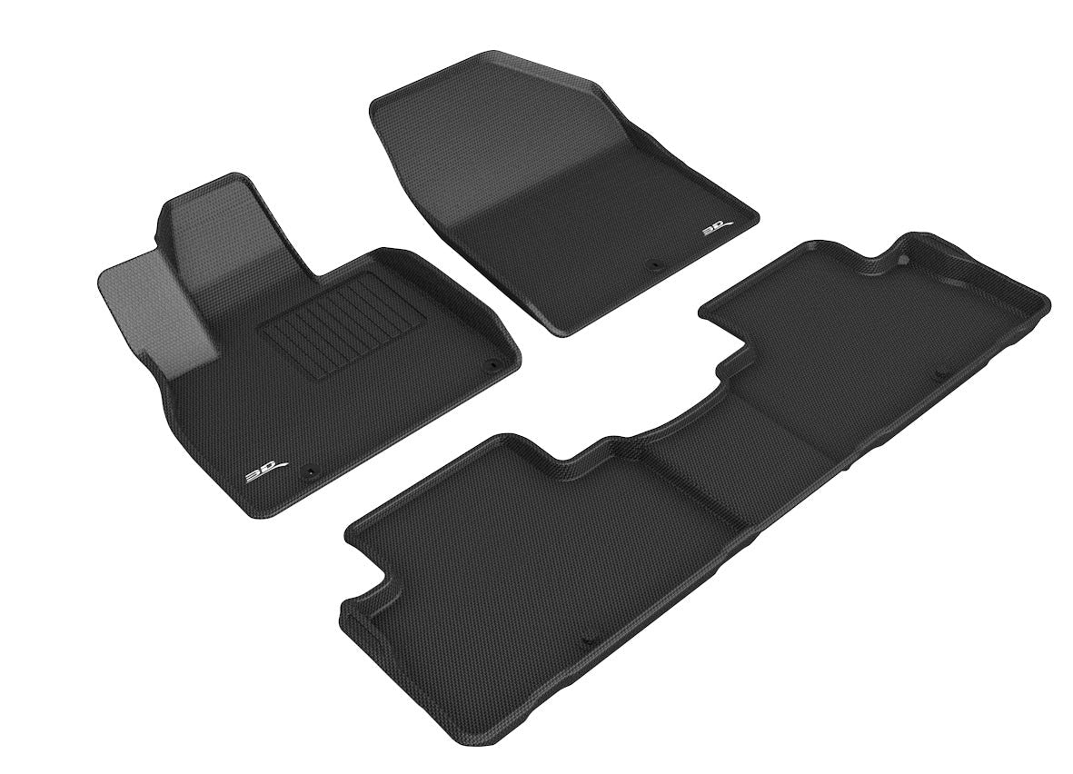 3D MAXpider Custom Fit Floor Liner Black for 2020-2023 KIA TELLURIDE Fits 7/ 8 Seaters, 1st and 2nd Rows Only