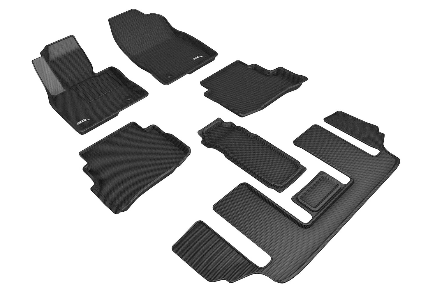 3D MAXpider Custom Fit Floor Liner Black for 2020-2023 MAZDA CX-9 Fits 6 Passengers Without Center Console - All 3 Rows