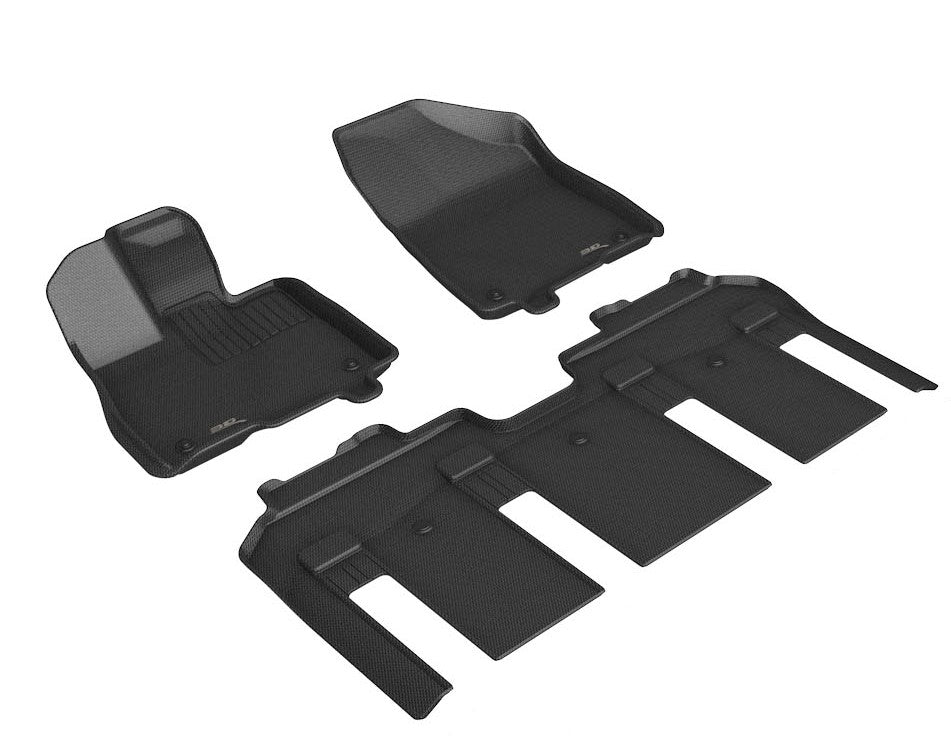 3D MAXpider Custom Fit Floor Liner Black for 2021-2023 TOYOTA SIENNA HYBRID, 7 Seaters, 1st and 2nd Rows