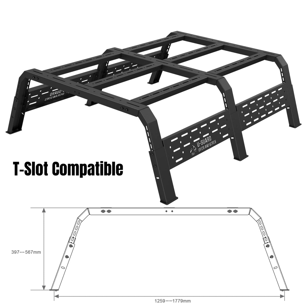 5' Overland Rack With Flat Mounting Feet (T-Bolt Compatible)
