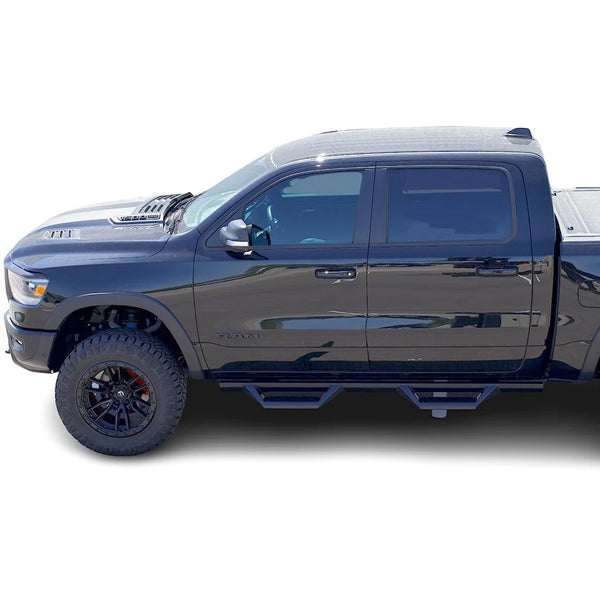 U-Guard Textured Black Drop Step Nerf Bars | SD-3331 | for 2009-2023 Dodge Ram 1500 Classic Body Style Crew Cab