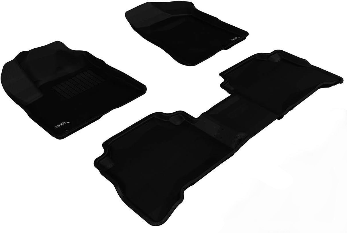 3D MAXpider Custom Fit Floor Liner Black for 2011-2013 KIA SORENTO, 1st and 2nd Rows