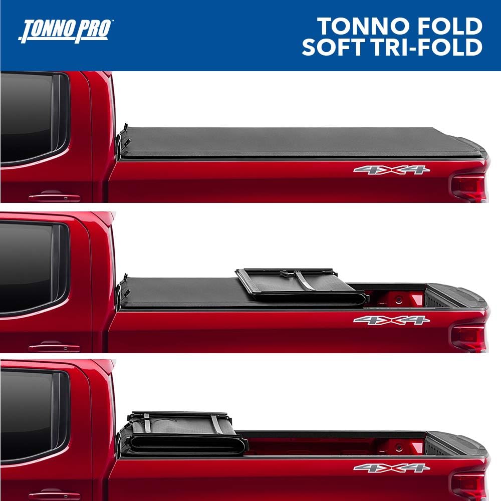 Tonno Pro Soft Tri-Fold Tonneau Cover |42-100 | for 88-07 Chevy/GMC Full Size Standard Short Bed 6.6'ft (Not Stepside) (07 Classic Body) TonnoFold Cover