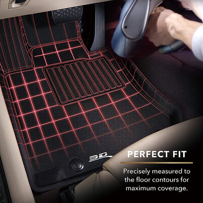 3D MAXpider Custom Fit Floor Liner Black for 2020-2023 KIA TELLURIDE Fits 7/ 8 Seaters, 1st and 2nd Rows Only