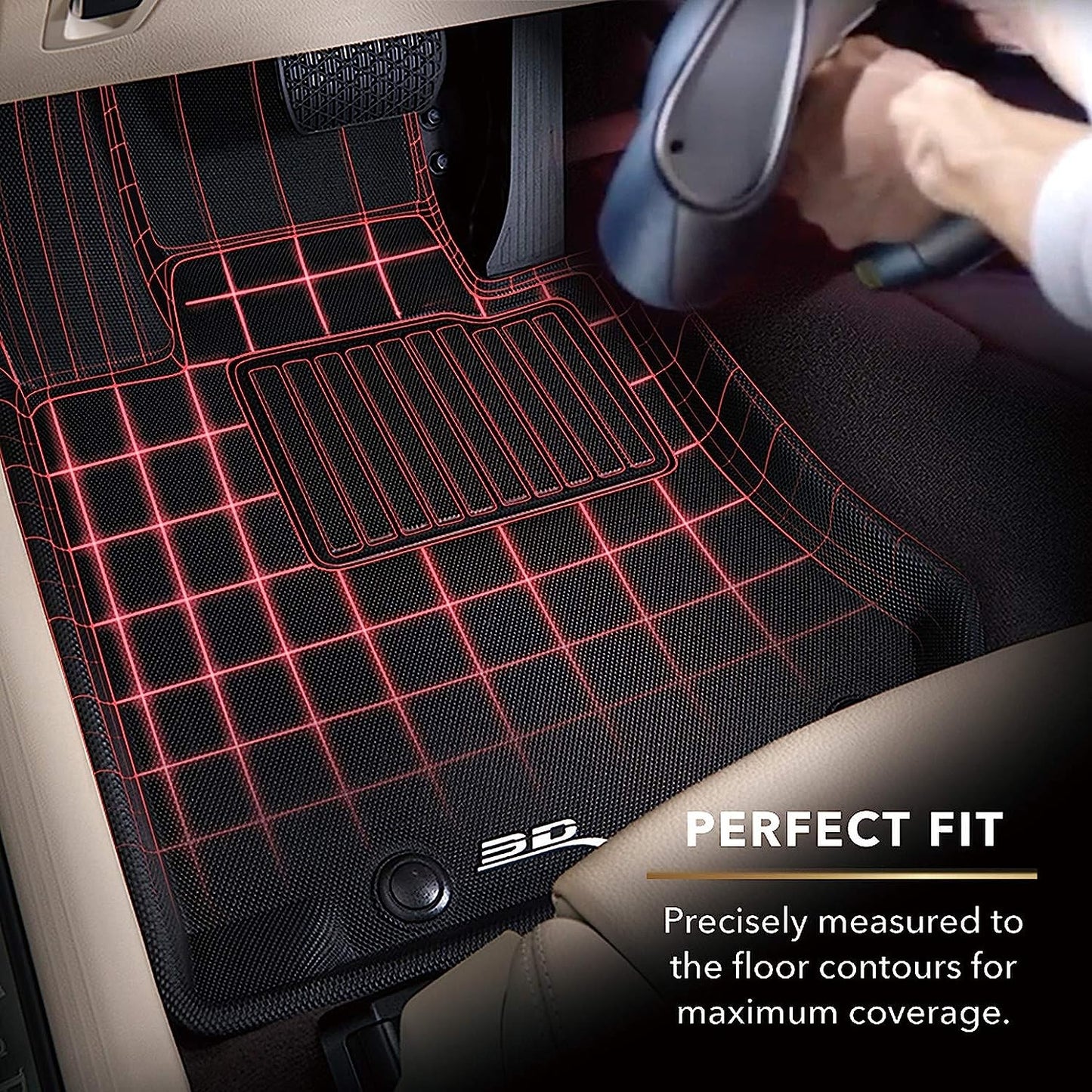 3D MAXpider Custom Fit Floor Liner Black for 2017-2023 CHRYSLER VOYAGER (Bucket Seat, Exclude Hybrid, 1st and 2nd Rows)