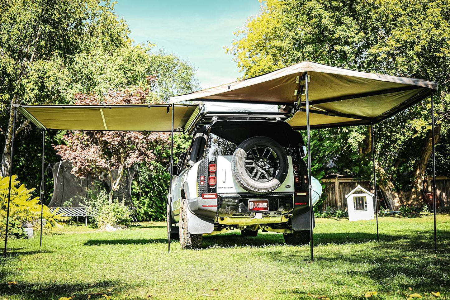 U-GUARD Waterproof Rooftop Side Mount Pullout Awning, Overland Series Retractable Vehicle Awning, SUV Truck Awning Shelter Tent, Gray Pullout Awning 2m x 2m (6.5ft x 6.5ft)