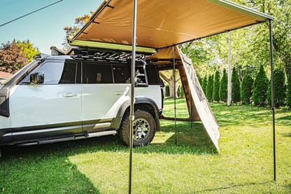 U-GUARD Waterproof Rooftop Side Mount Pullout Awning, Overland Series Retractable Vehicle Awning, SUV Truck Awning Shelter Tent, Gray Pullout Awning 2m x 2m (6.5ft x 6.5ft)