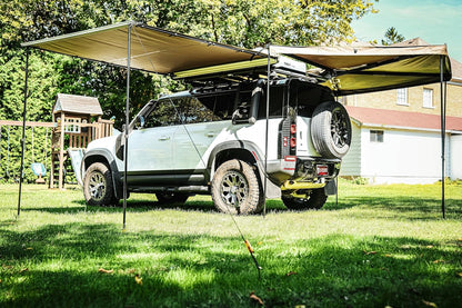 U-GUARD Waterproof Rooftop Side Mount Pullout Awning, Overland Series Retractable Vehicle Awning, SUV Truck Awning Shelter Tent, Gray Pullout Awning 2m x 2m (6.5ft x 6.5ft)