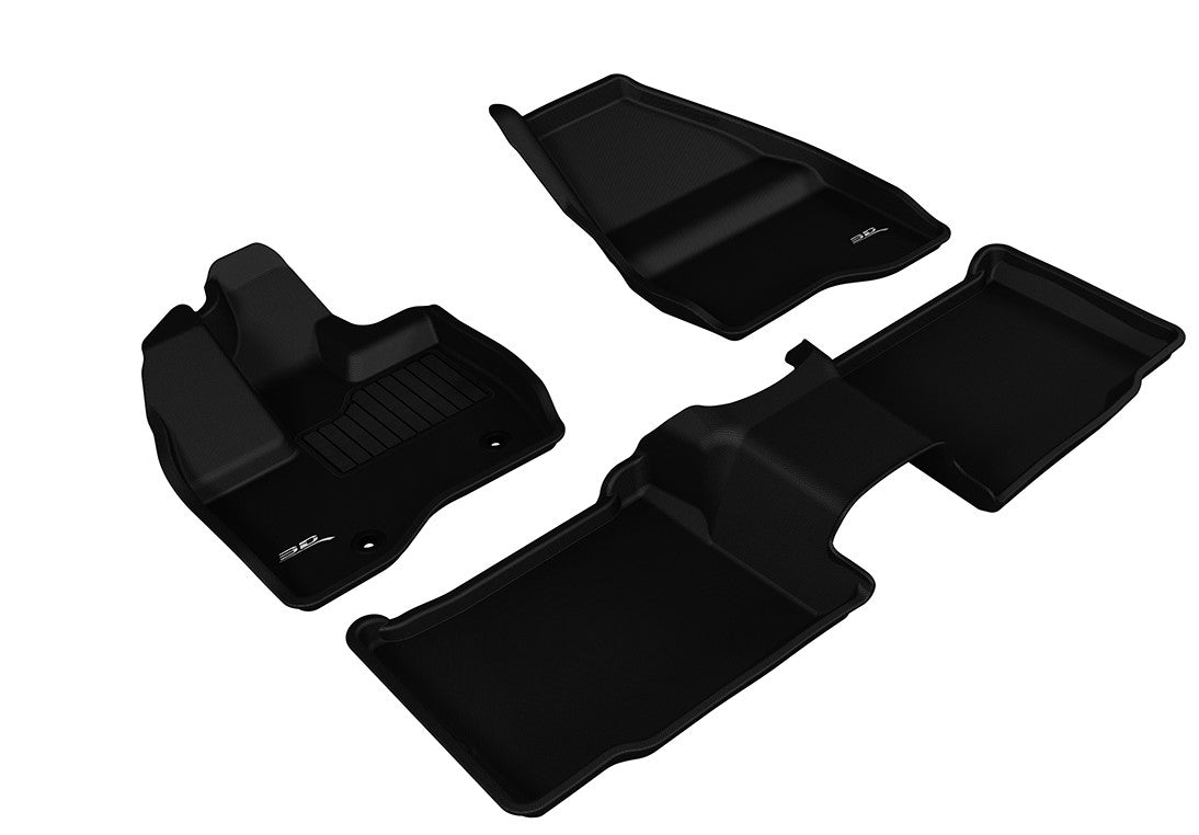 3D MAXpider Custom Fit Floor Liner Black for 2011-2014 FORD EXPLORER, 2nd Row With Center Console, 1st and 2nd Rows Only