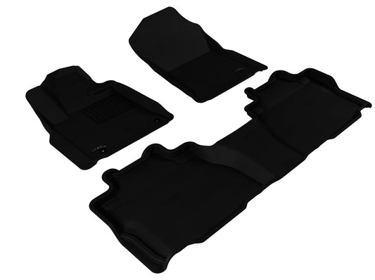 3D MAXpider Custom Fit Floor Liner Black for 2008-2011 TOYOTA SEQUOIA, Bench Seating, 1st and 2nd Rows Only