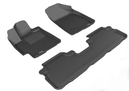 3D MAXpider Custom Fit Floor Liner Black for 2008-2013 TOYOTA HIGHLANDER, Gas Models, 1st and 2nd Rows