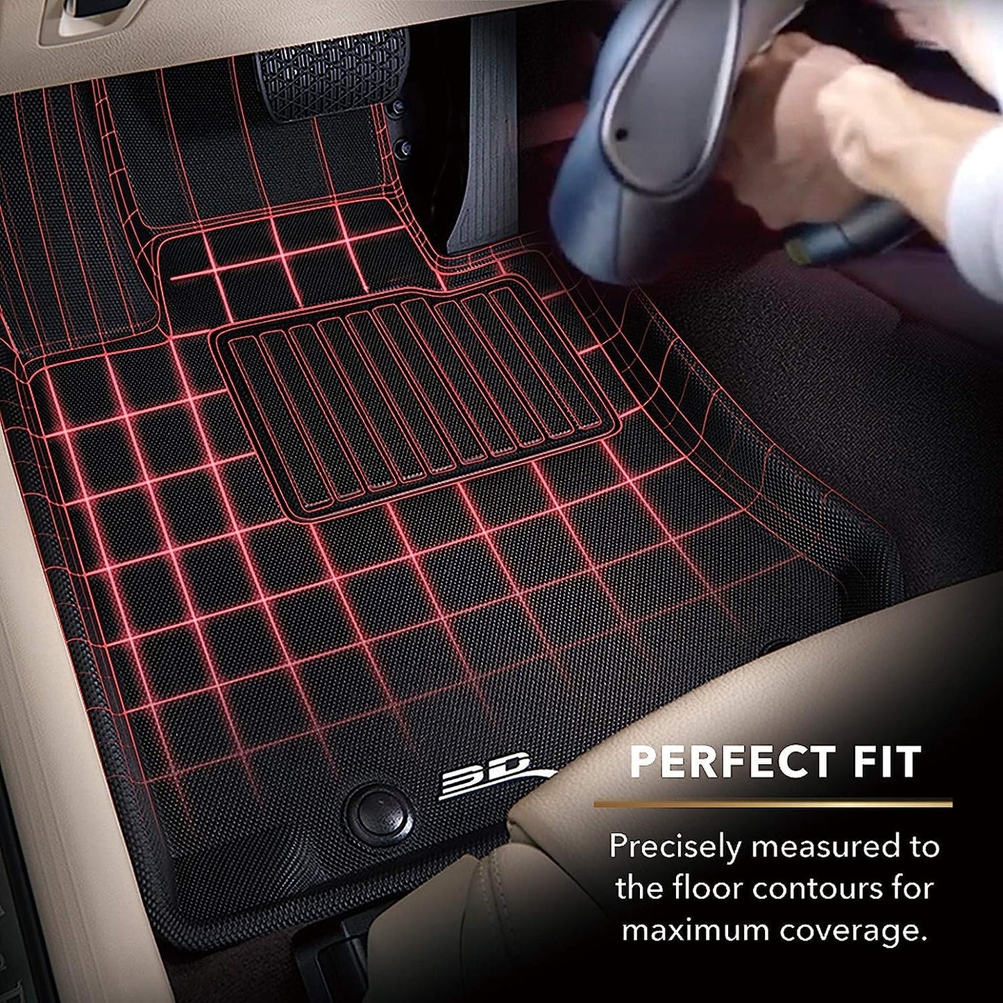3D MAXpider Custom Fit Floor Liner Black for 2009-2015 HONDA PILOT, 1st and 2nd Rows