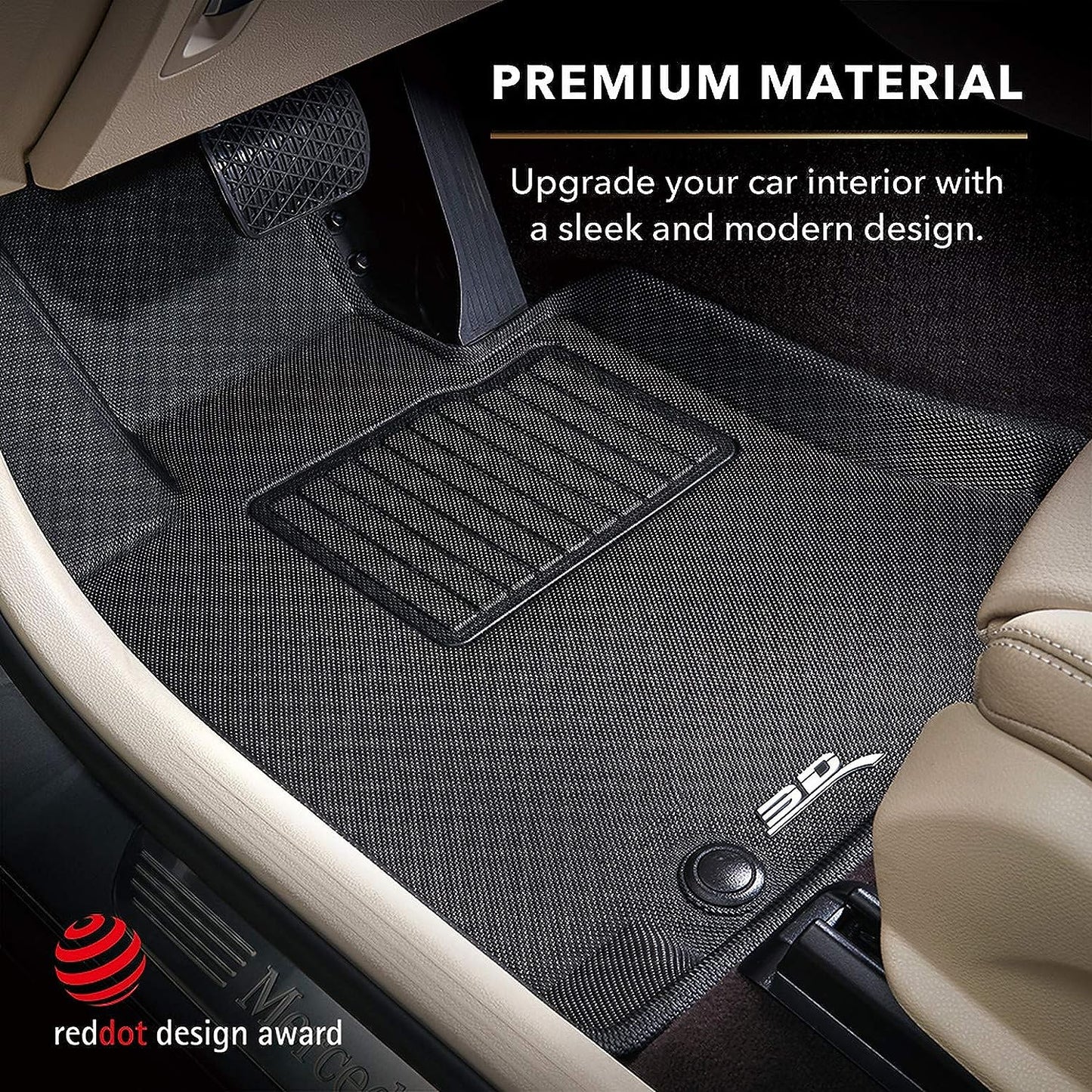 3D MAXpider Custom Fit Floor Liner Black for 2007-2009 HYUNDAI SANTA FE