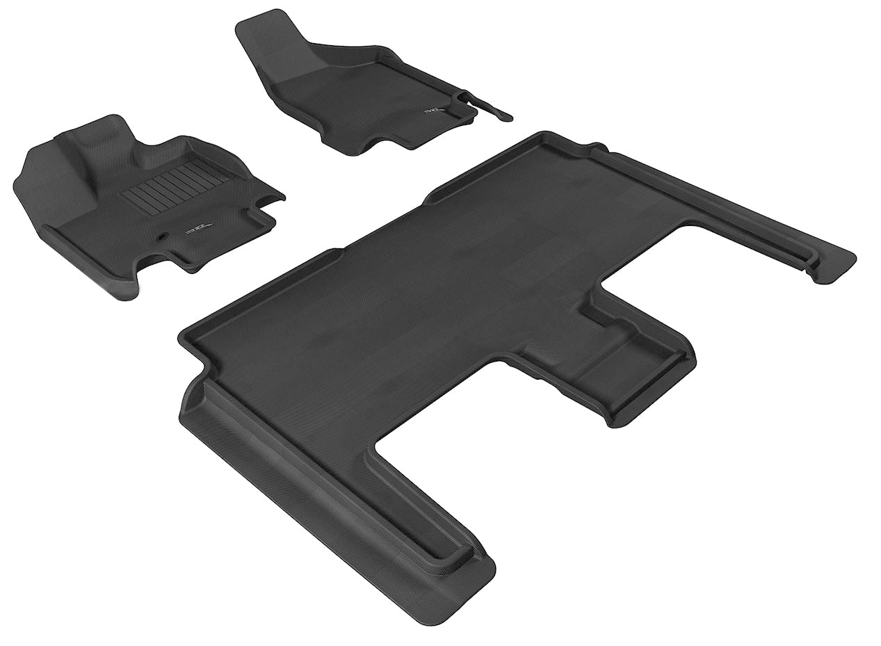 3D MAXpider Custom Fit Floor Liner Black for 2008-2020 DODGE GRAND CARAVAN 1st and 2nd Rows Only