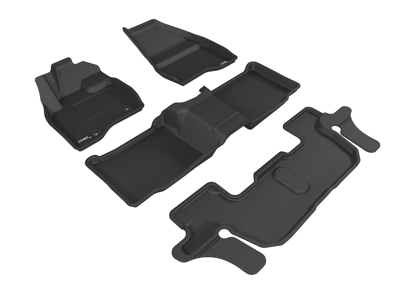 3D MAXpider Custom Fit Floor Liner Black for 2015-2016 FORD EXPLORER, 2nd Row Without Center Console