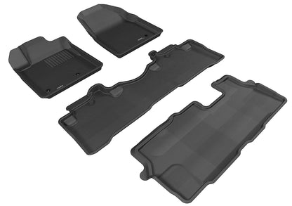 3D MAXpider Custom Fit Floor Liner Black for 2009-2015 HONDA PILOT, All 3 Rows