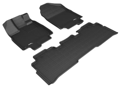 3D MAXpider Custom Fit Floor Liner Black for 2018-2023 HONDA ODYSSEY 1st and 2nd Rows Only
