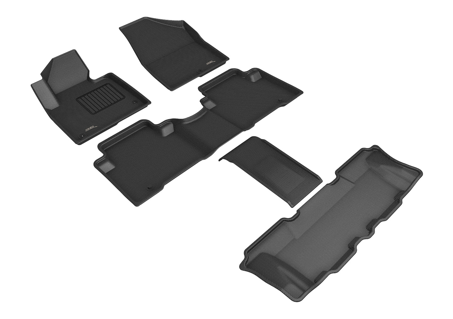 3D MAXpider Custom Fit Floor Liner Black for 2013-2019 HYUNDAI SANTA FE XL, All 3 Rows