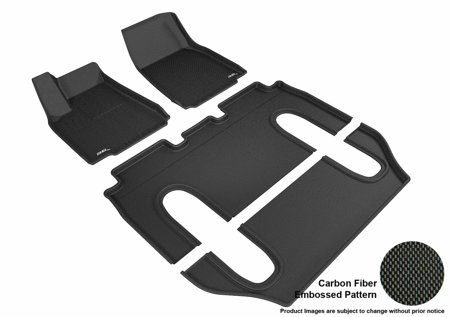 3D MAXpider Custom Fit Floor Liner Black for 2016-2021 TESLA MODEL X (Fit 6 Seaters, Row 2 Without Center Console)