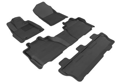 3D MAXpider Custom Fit Floor Liner Black for 2008-2011 TOYOTA SEQUOIA Bench Seating, All 3 Rows