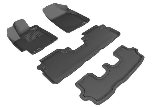 3D MAXpider Custom Fit Floor Liner Black for 2008-2013 TOYOTA HIGHLANDER, Gas Models, All 3 Rows